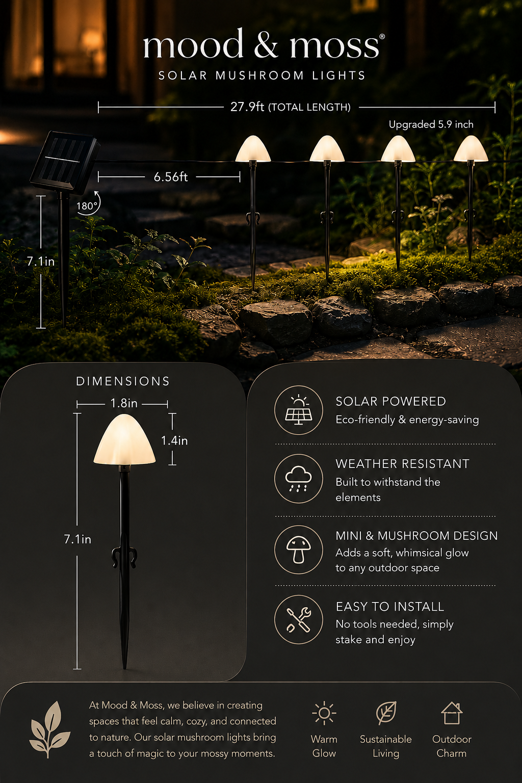 Solar Mushroom Garden Lights