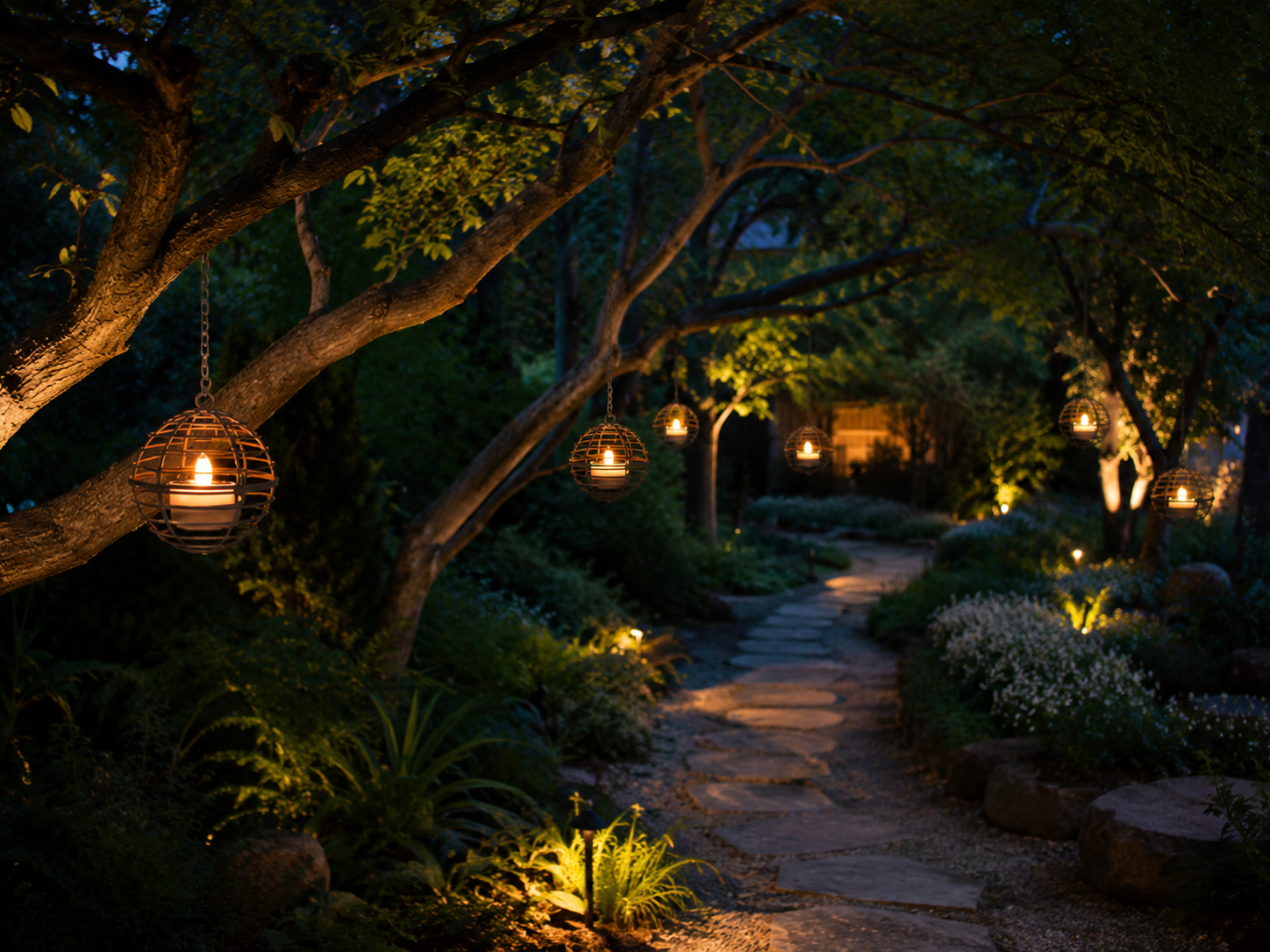 Solar Iron Sphere Lanterns