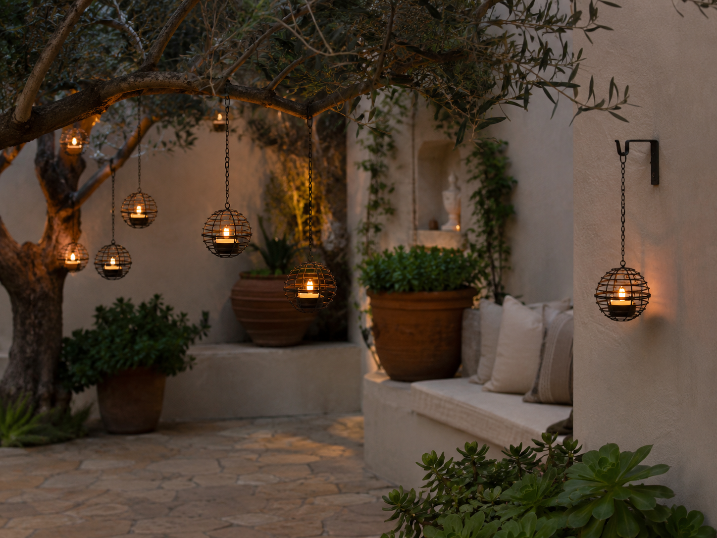 Solar Iron Sphere Lanterns