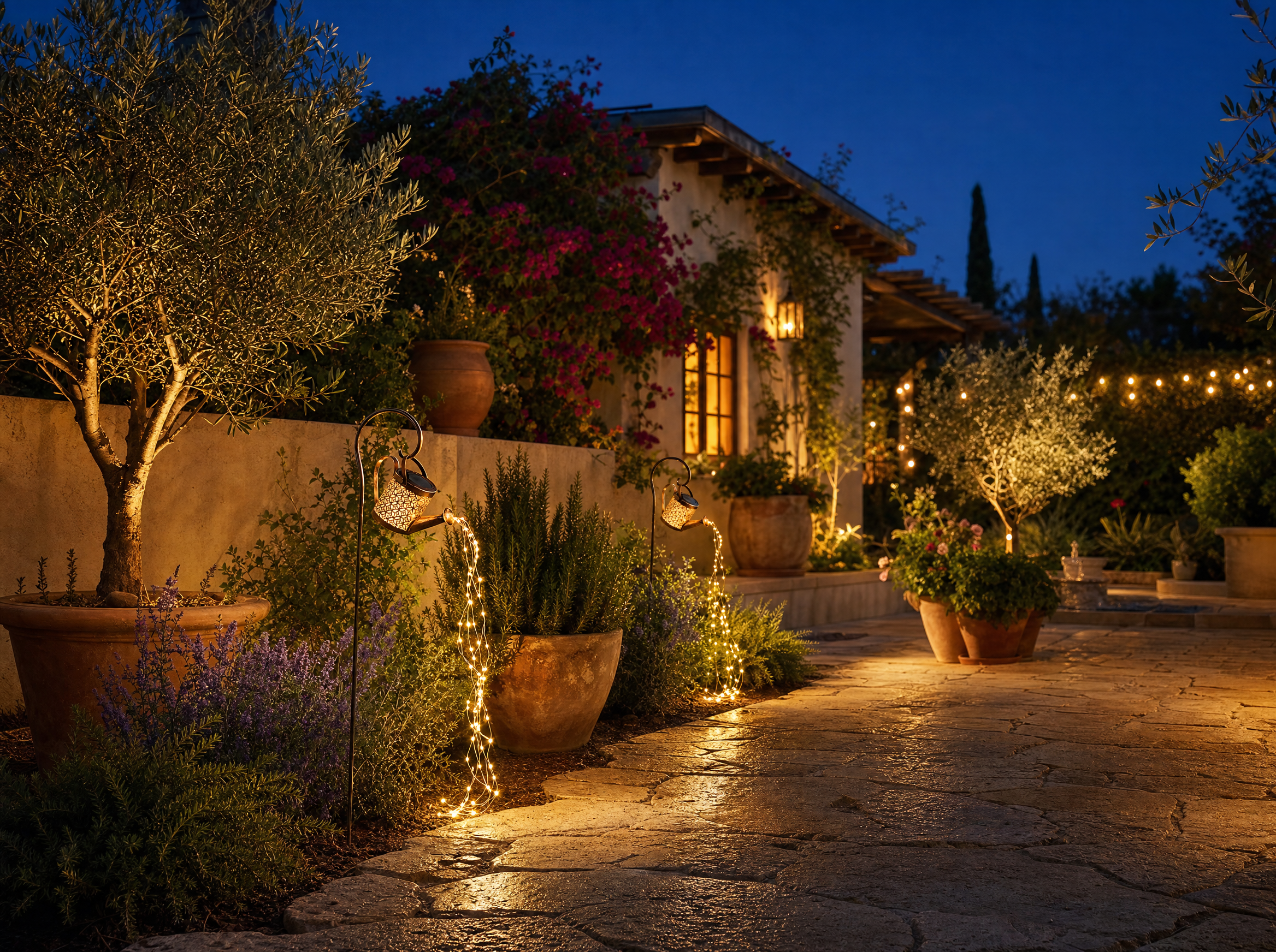 Solar Fairy Light Watering Can