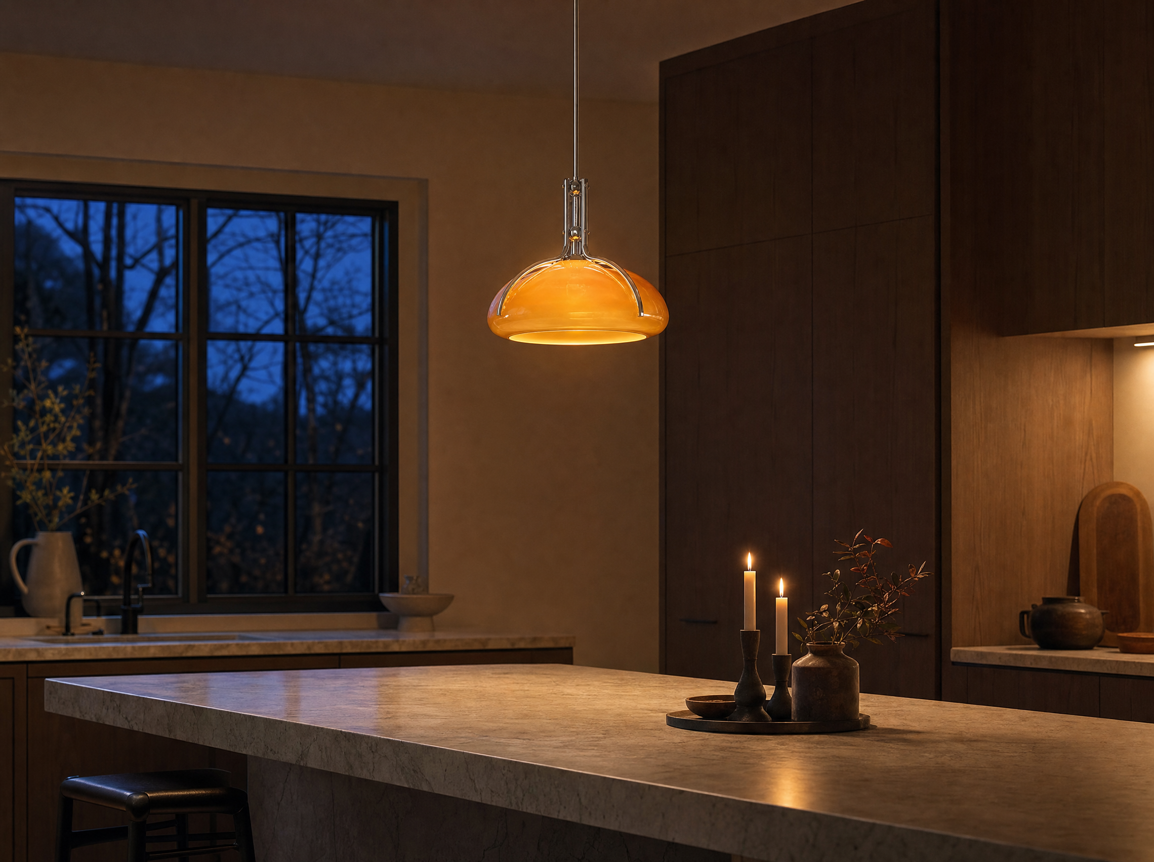 Amber Dome Pendant Light