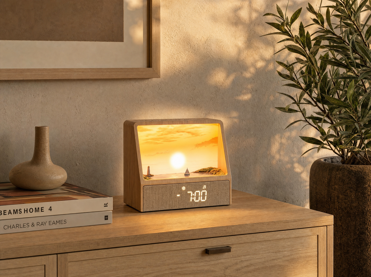 Harbor Sunrise Clock Lamp