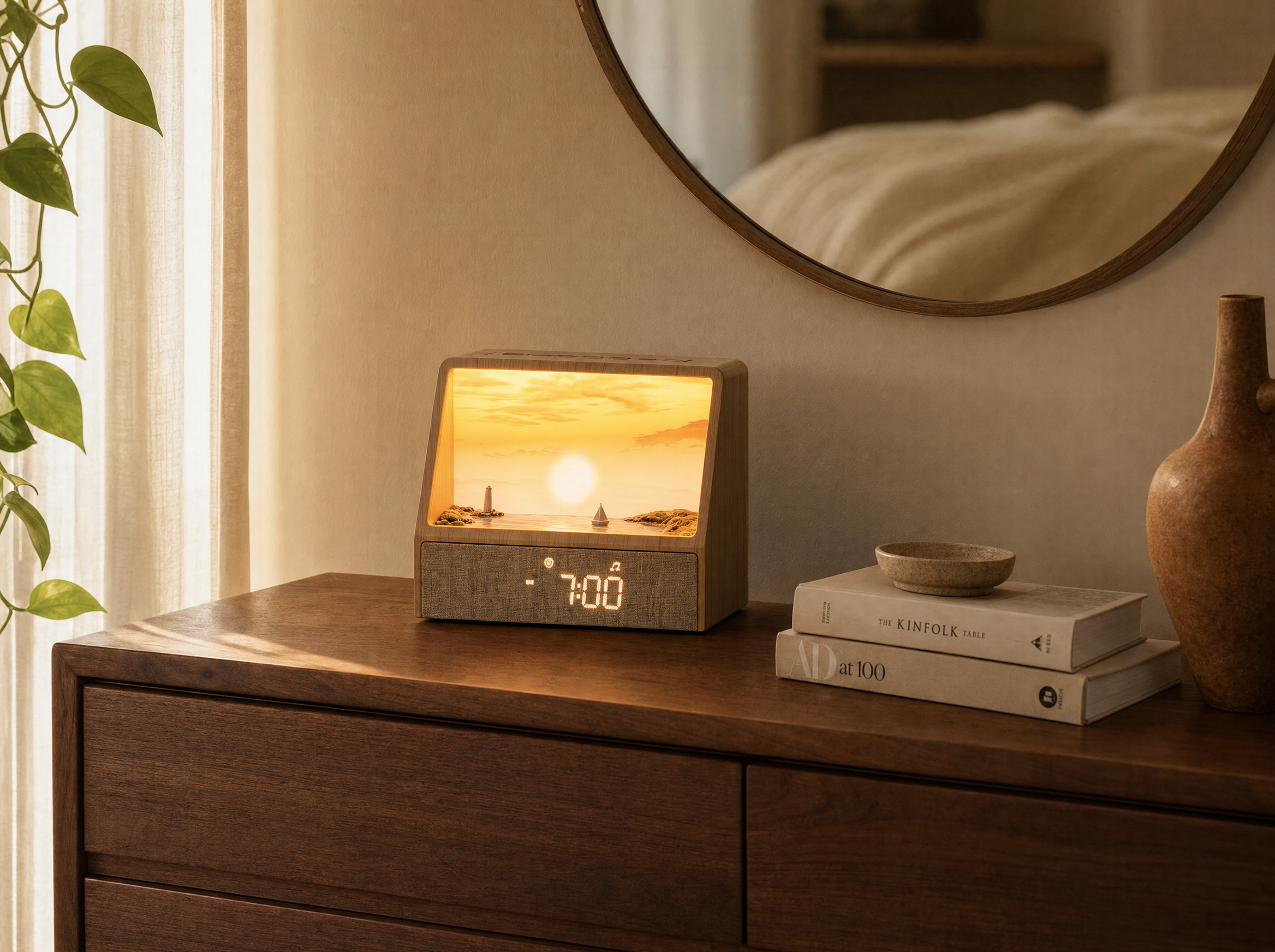 Harbor Sunrise Clock Lamp