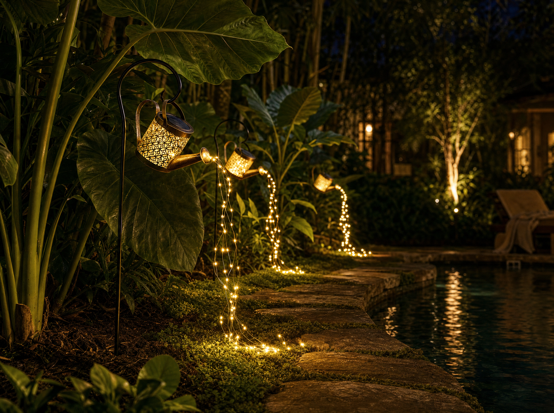 Solar Fairy Light Watering Can