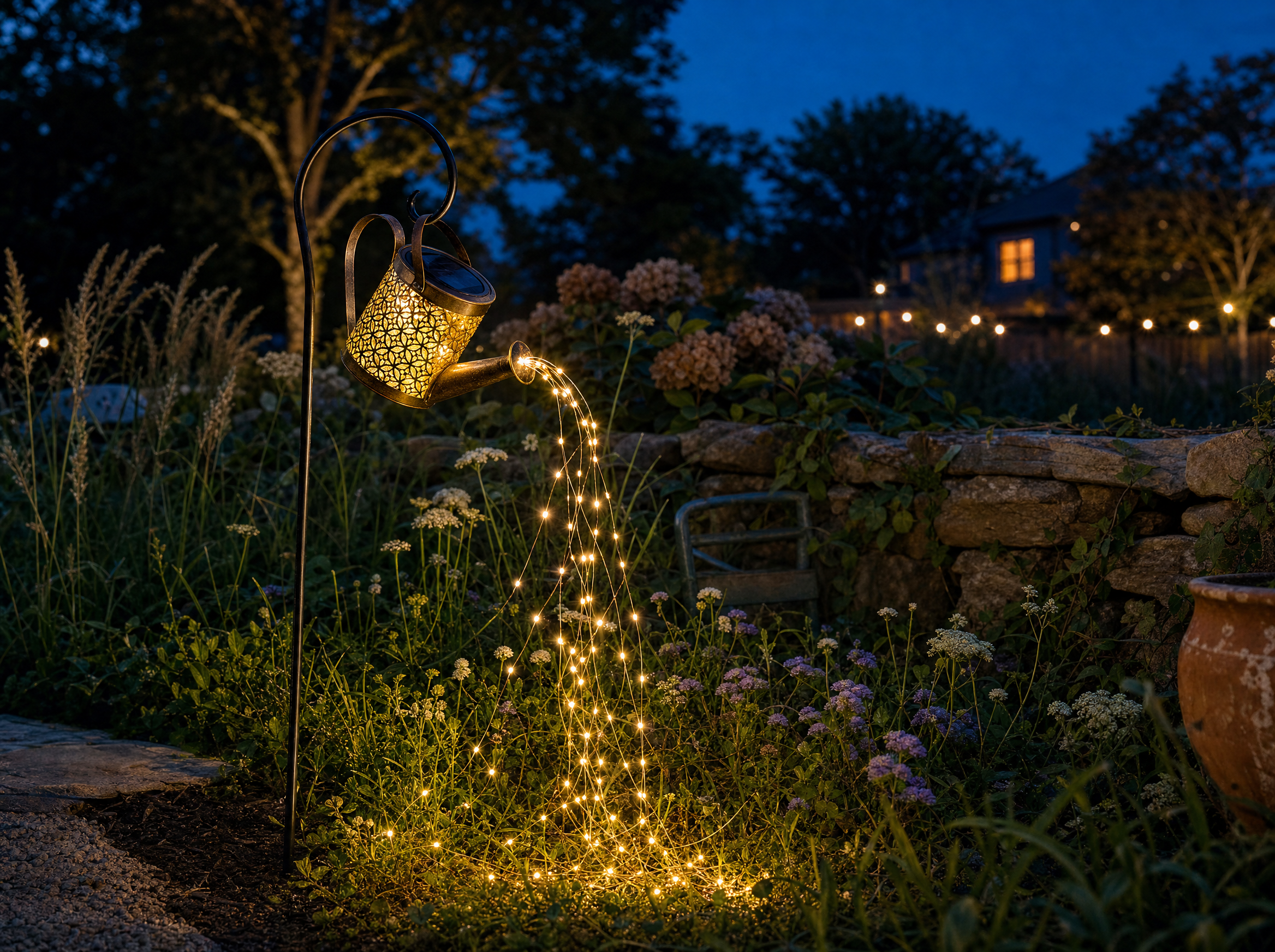 Solar Fairy Light Watering Can