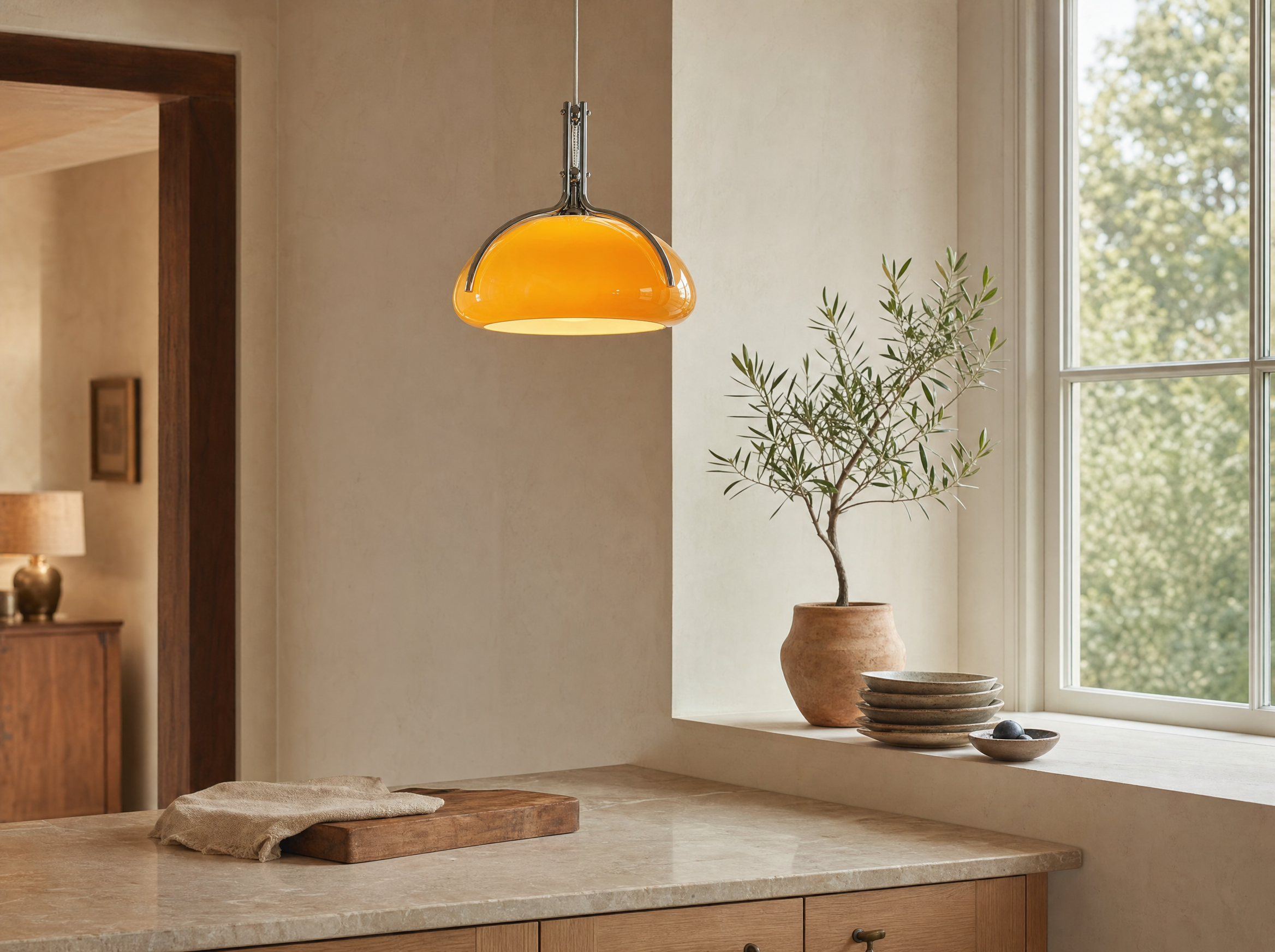 Amber Dome Pendant Light