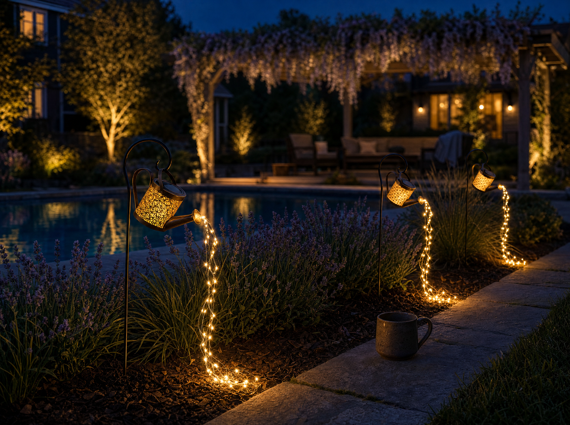 Solar Fairy Light Watering Can