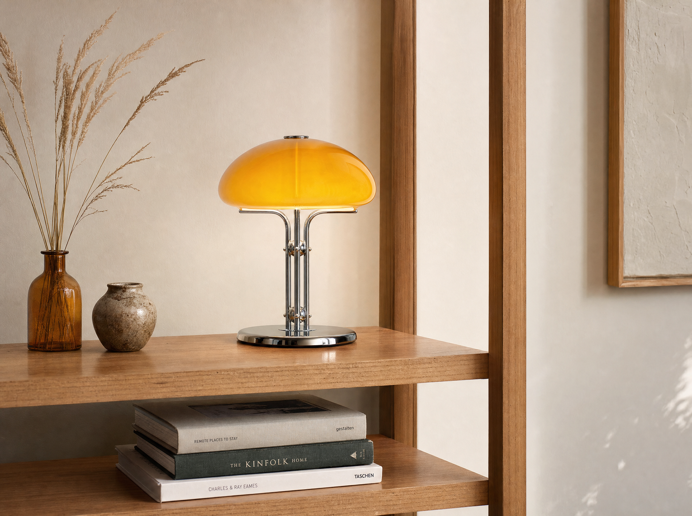 Amber Dome Tripod Lamp