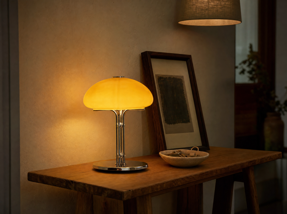 Amber Dome Tripod Lamp