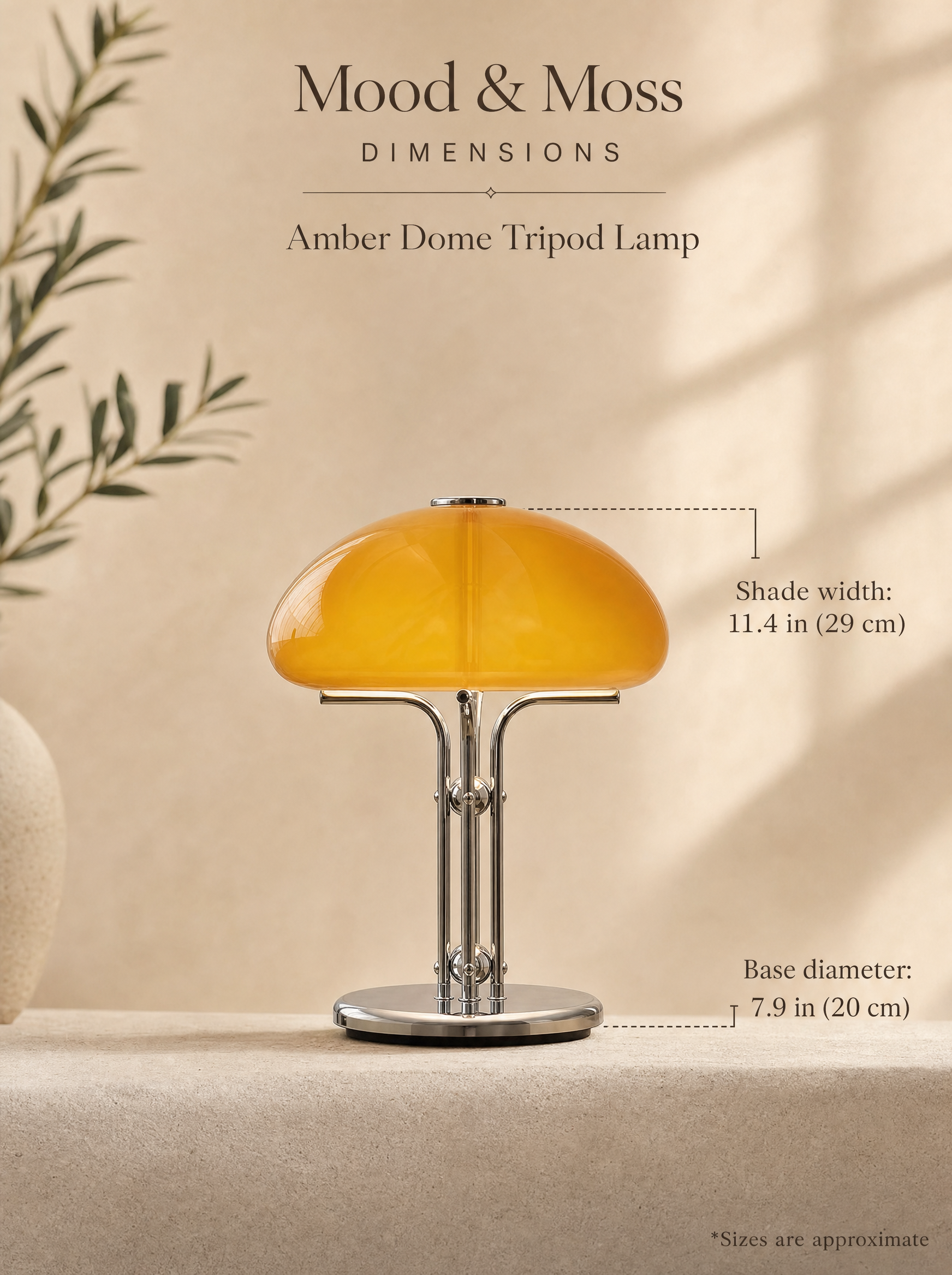 Amber Dome Tripod Lamp