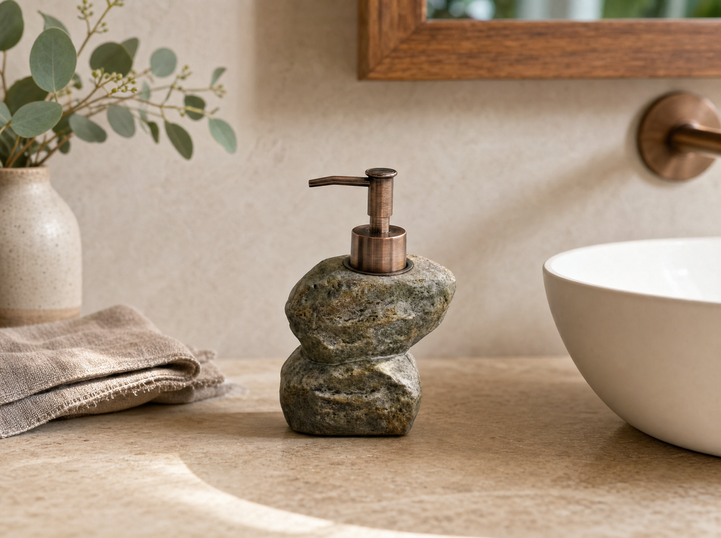 Carved Stone Soap Dispenser