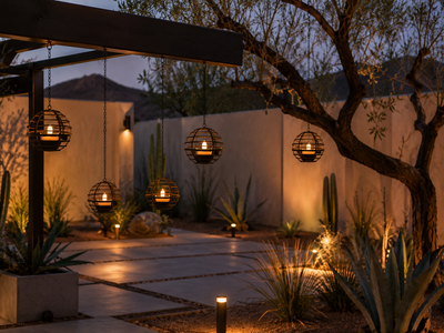 Solar Iron Sphere Lanterns | Set of 4