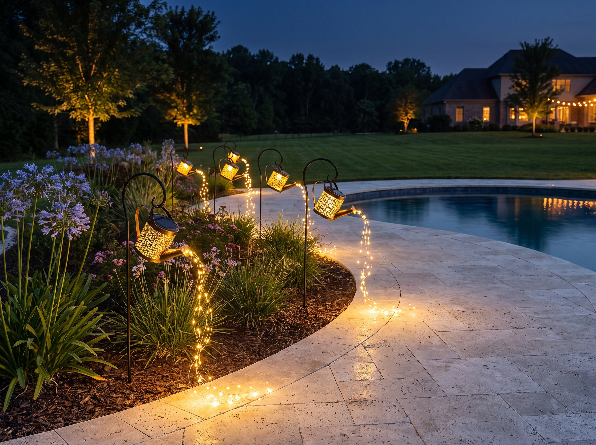 Solar Fairy Light Watering Can