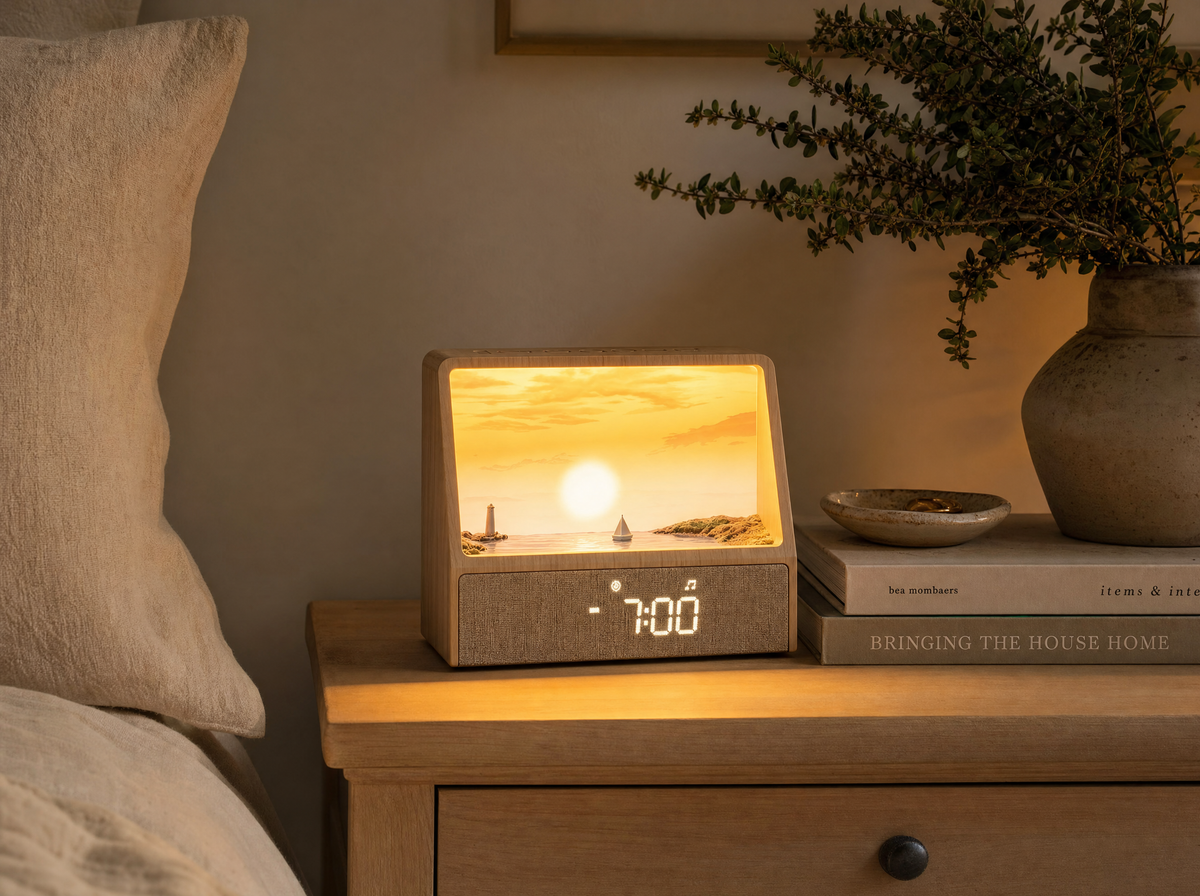 Harbor Sunrise Clock Lamp
