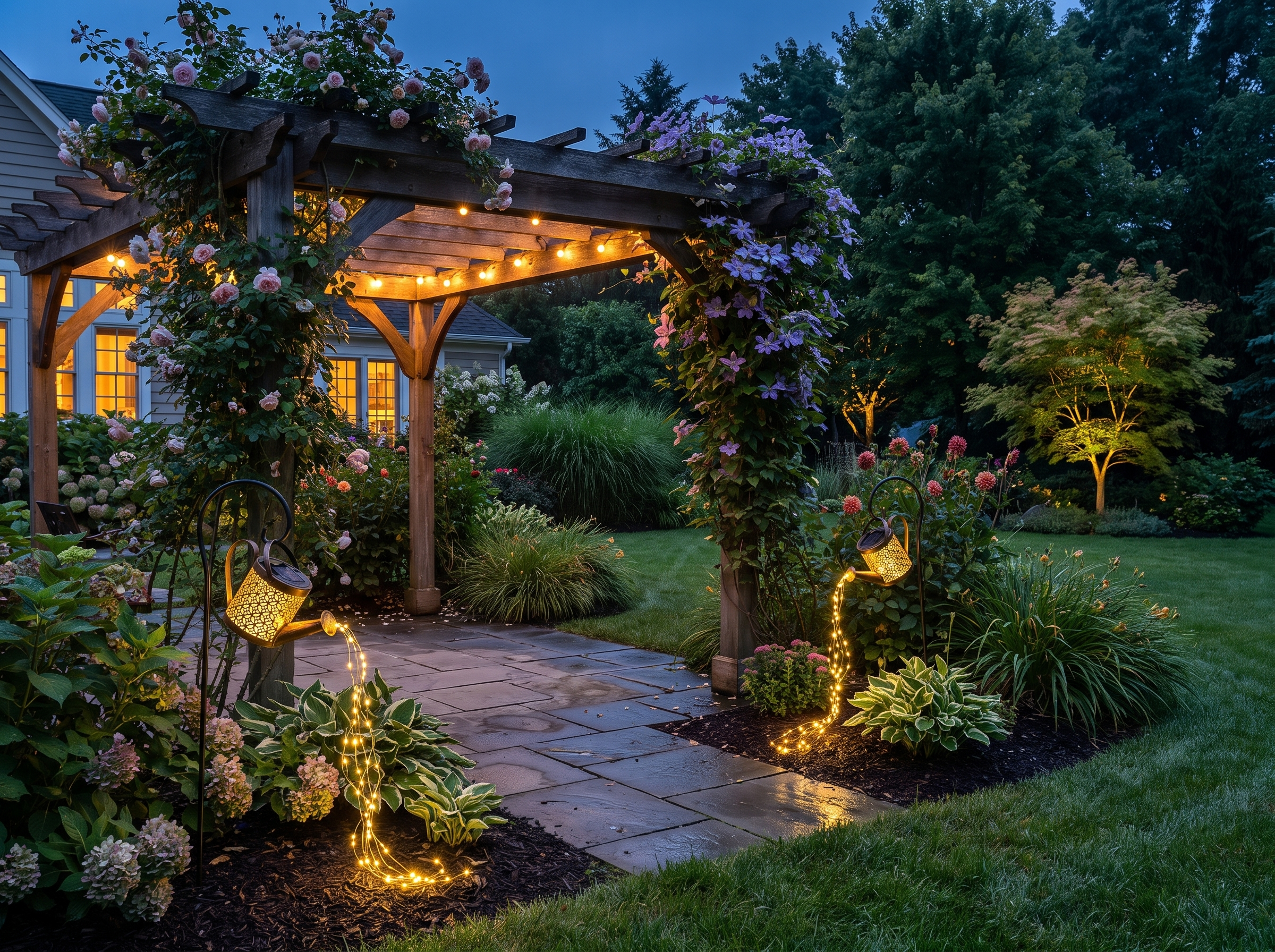 Solar Fairy Light Watering Can