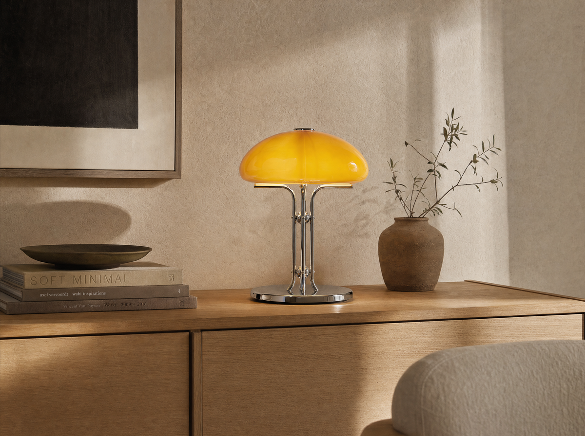 Amber Dome Tripod Lamp