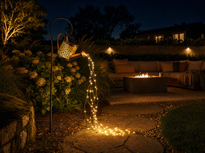 Solar Fairy Light Watering Can