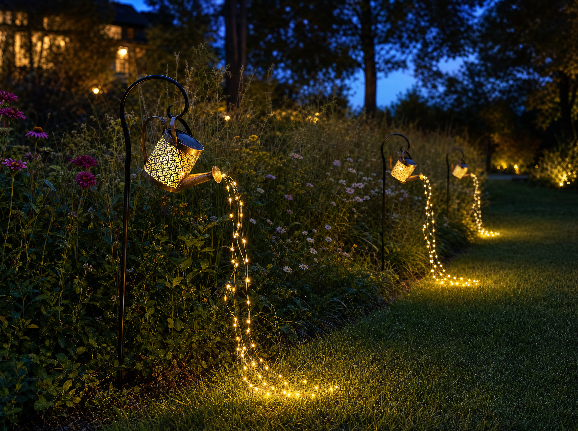 Solar Fairy Light Watering Can