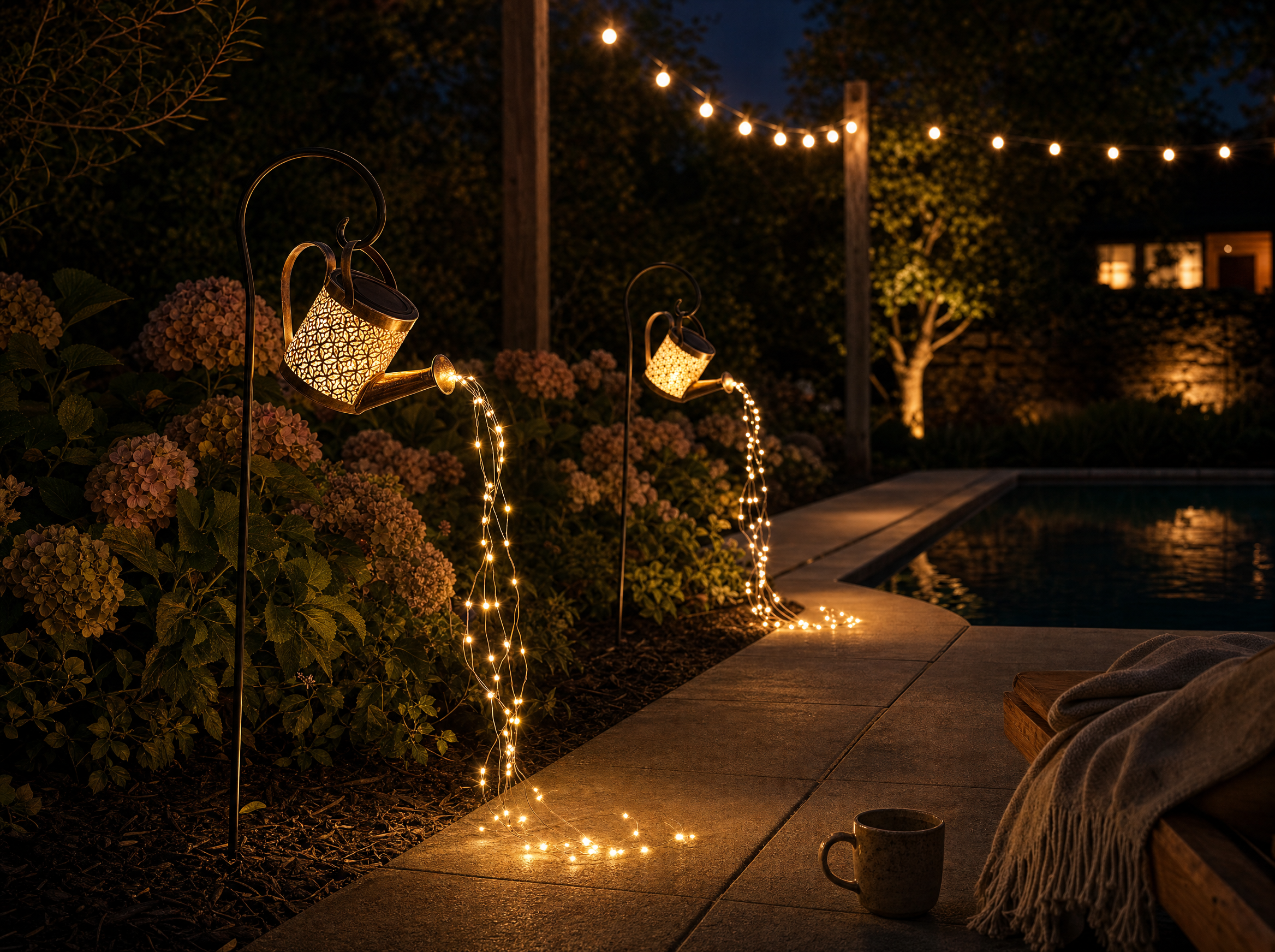 Solar Fairy Light Watering Can