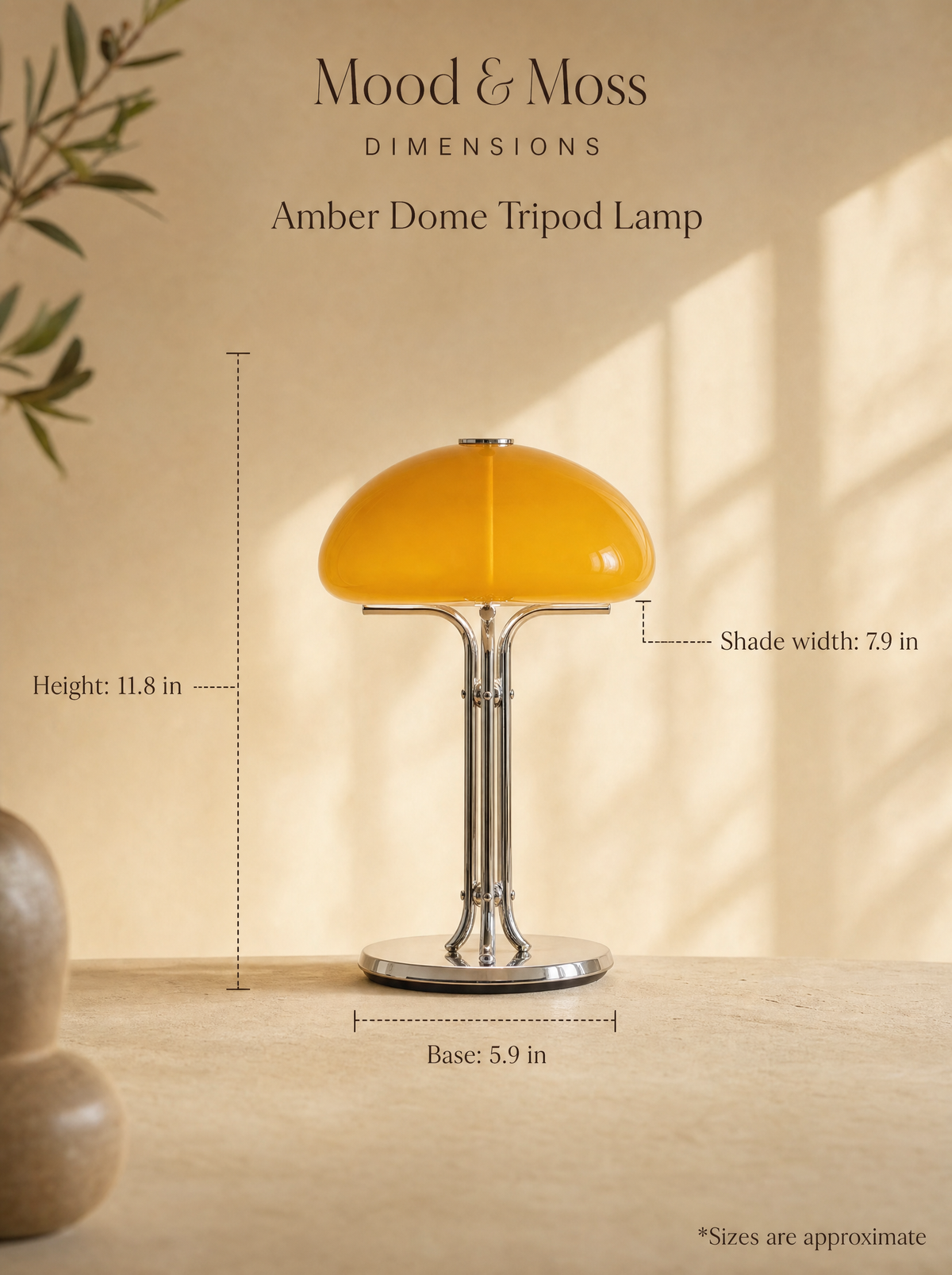 Amber Dome Tripod Lamp
