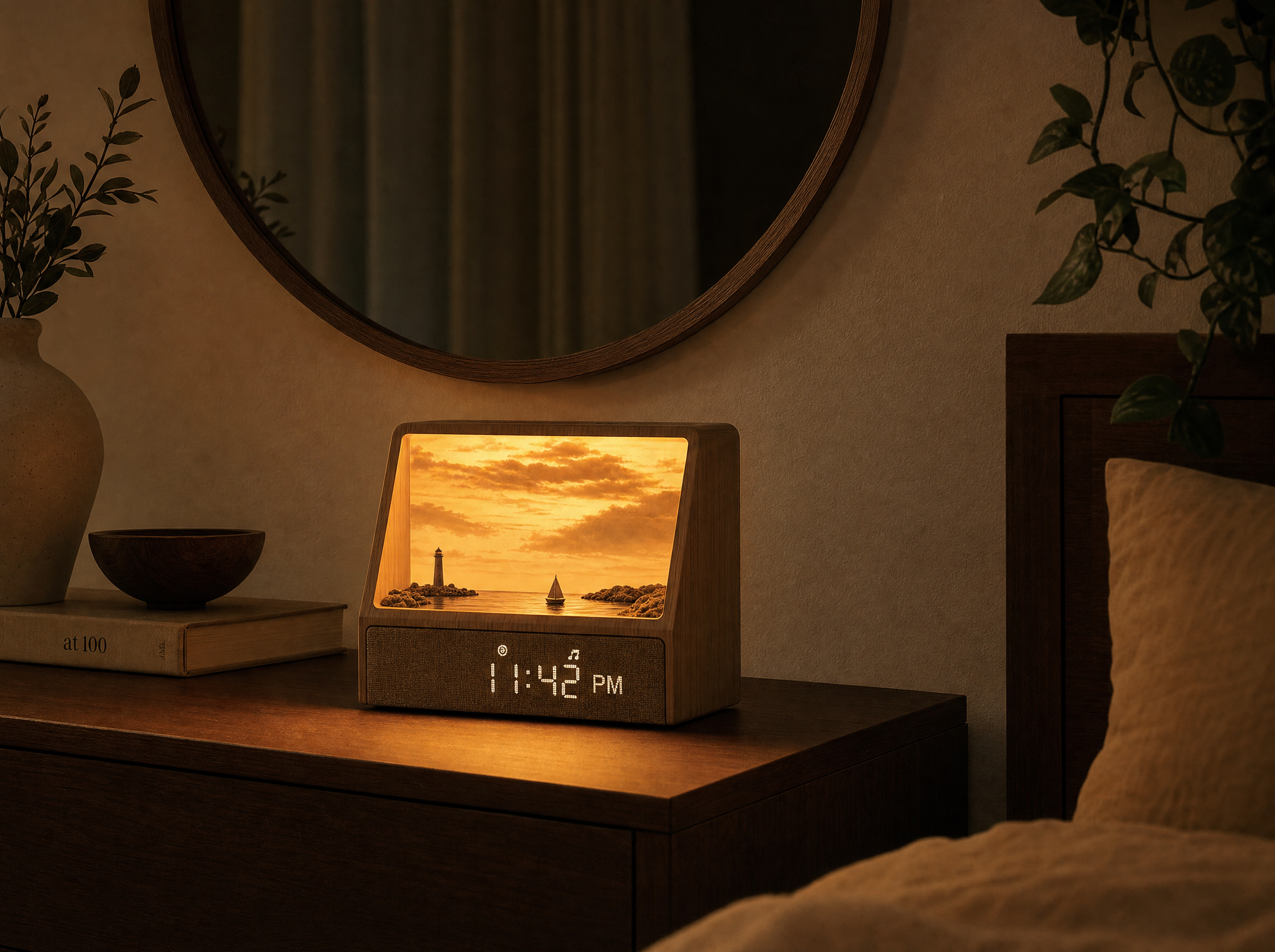 Harbor Sunrise Clock Lamp