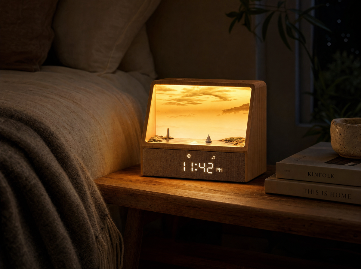 Harbor Sunrise Clock Lamp