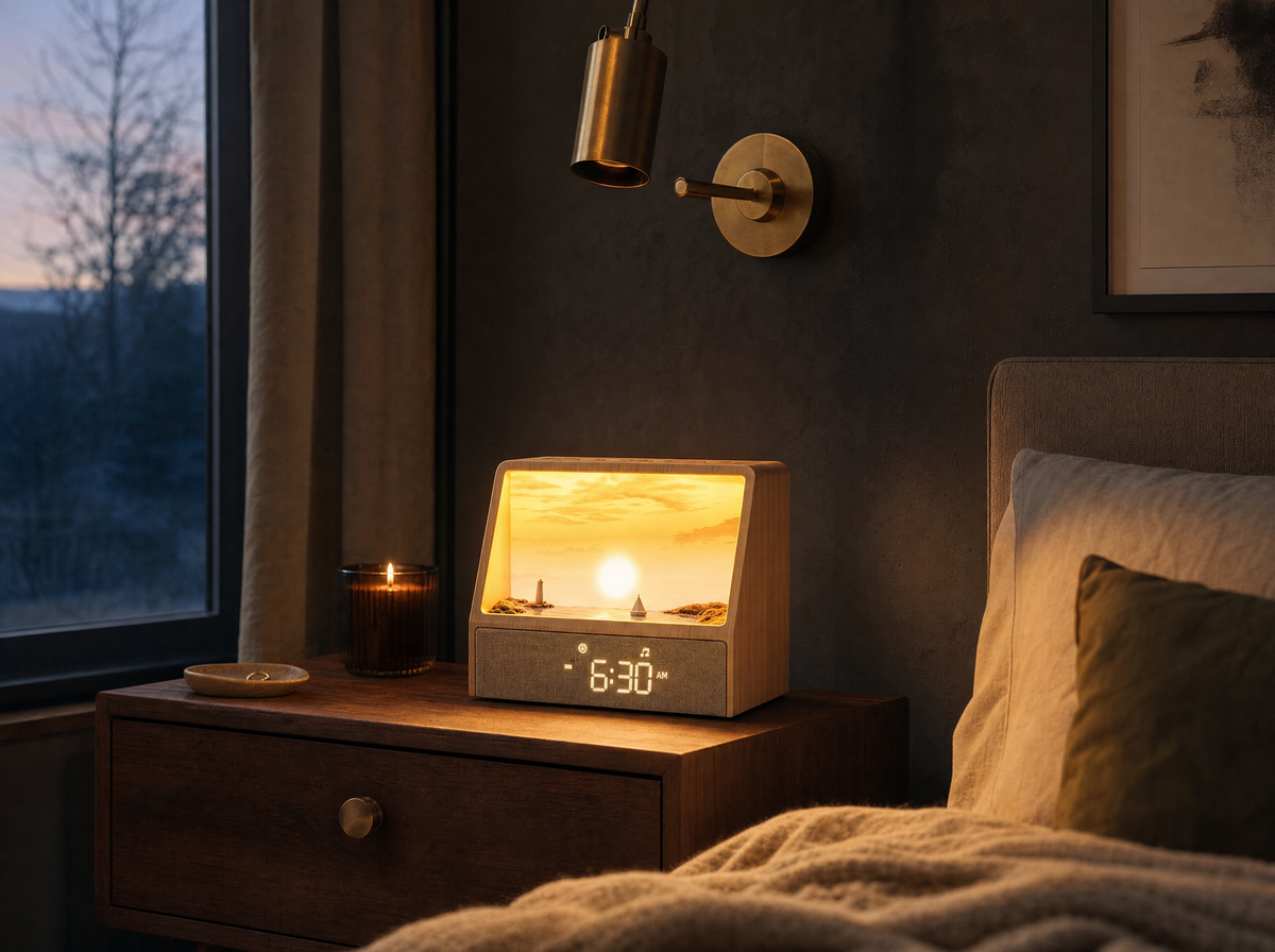 Harbor Sunrise Clock Lamp
