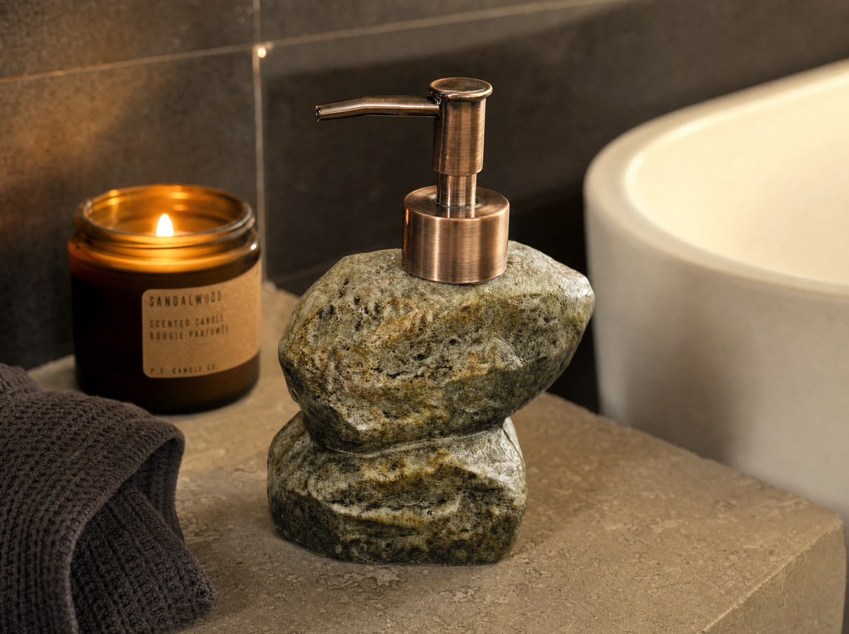 Carved Stone Soap Dispenser