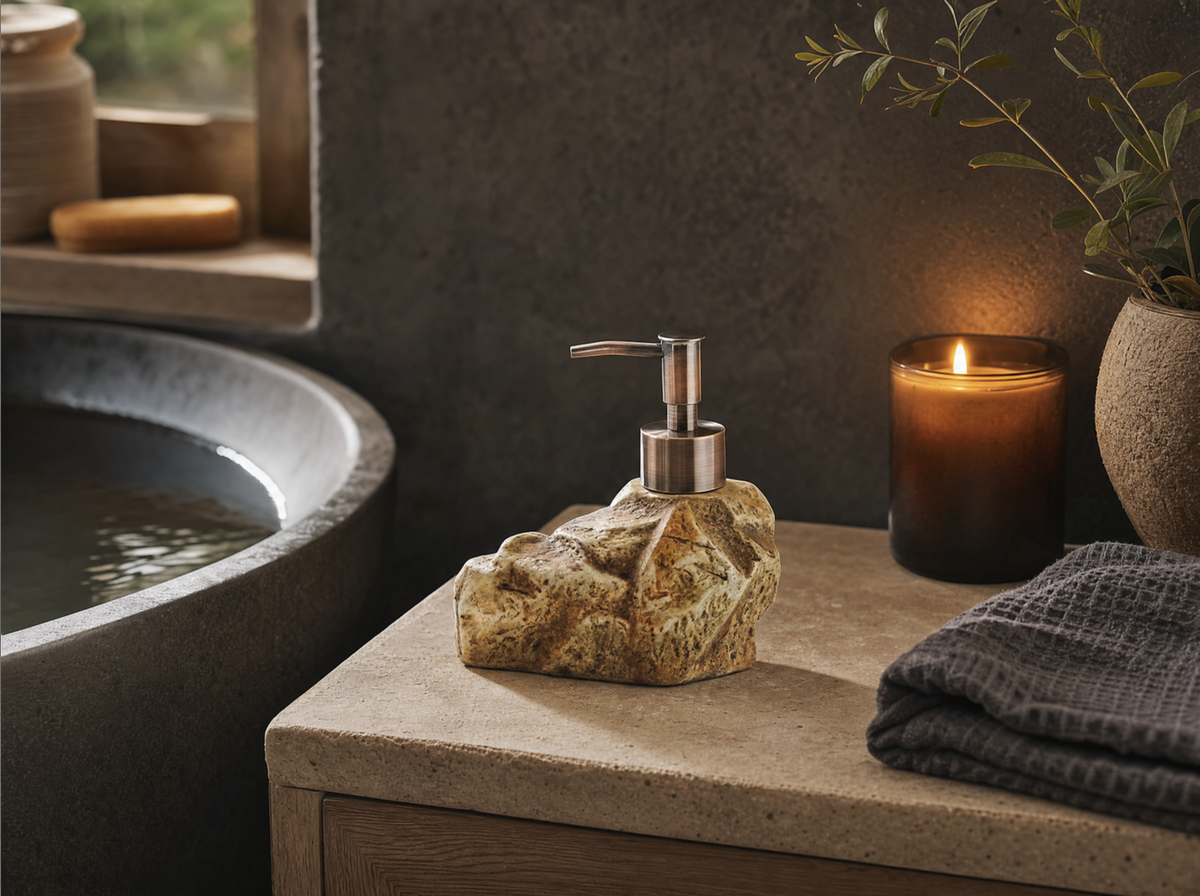 Carved Stone Soap Dispenser